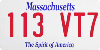 MA license plate 113VT7