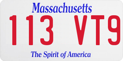 MA license plate 113VT9