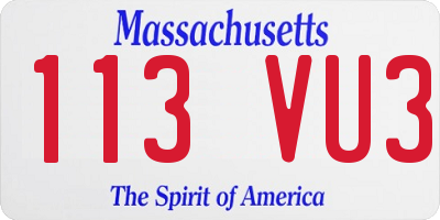 MA license plate 113VU3