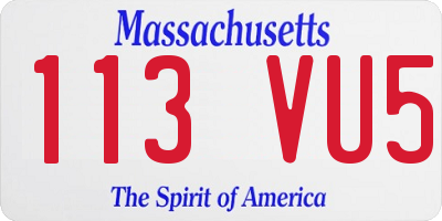 MA license plate 113VU5