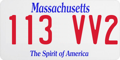 MA license plate 113VV2