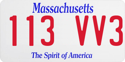 MA license plate 113VV3