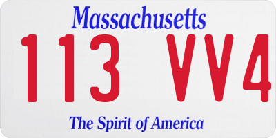 MA license plate 113VV4