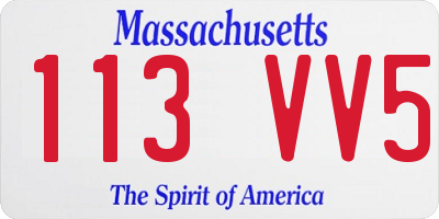 MA license plate 113VV5
