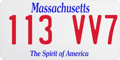 MA license plate 113VV7