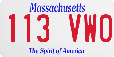 MA license plate 113VW0