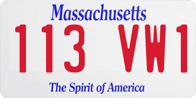 MA license plate 113VW1