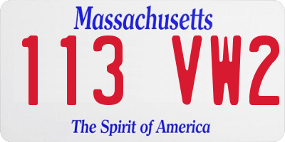 MA license plate 113VW2