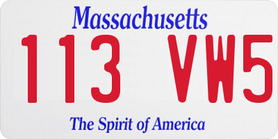 MA license plate 113VW5