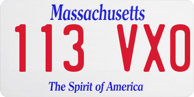 MA license plate 113VX0