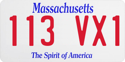 MA license plate 113VX1