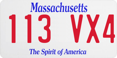 MA license plate 113VX4