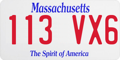 MA license plate 113VX6
