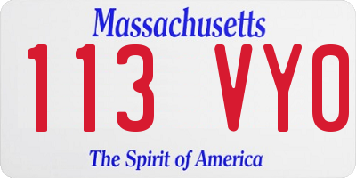 MA license plate 113VY0