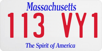 MA license plate 113VY1
