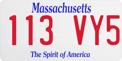 MA license plate 113VY5