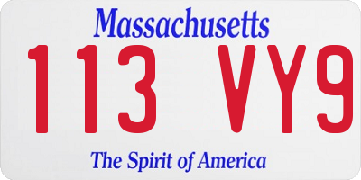 MA license plate 113VY9