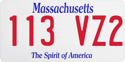 MA license plate 113VZ2