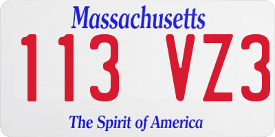 MA license plate 113VZ3