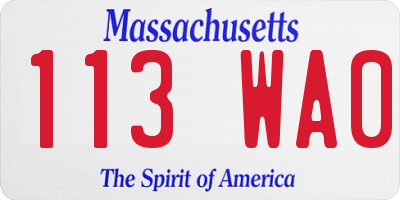 MA license plate 113WA0