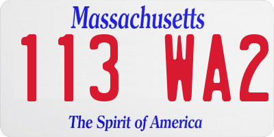 MA license plate 113WA2