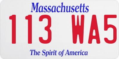 MA license plate 113WA5