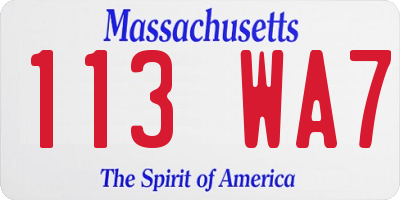 MA license plate 113WA7