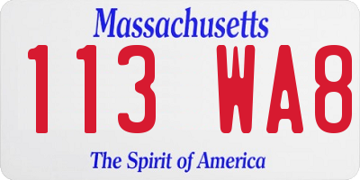 MA license plate 113WA8