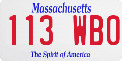 MA license plate 113WB0