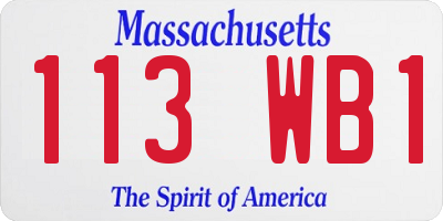 MA license plate 113WB1