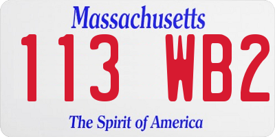 MA license plate 113WB2