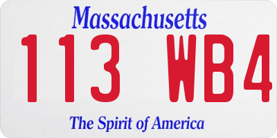 MA license plate 113WB4