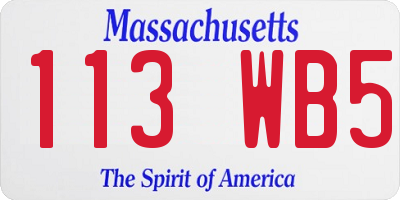 MA license plate 113WB5