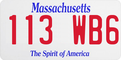 MA license plate 113WB6