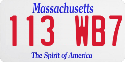 MA license plate 113WB7