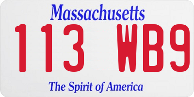 MA license plate 113WB9
