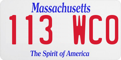 MA license plate 113WC0