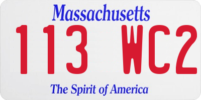 MA license plate 113WC2