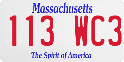 MA license plate 113WC3