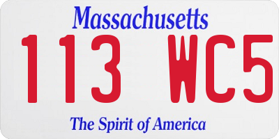 MA license plate 113WC5