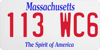 MA license plate 113WC6