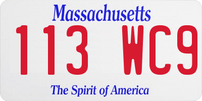 MA license plate 113WC9