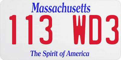 MA license plate 113WD3