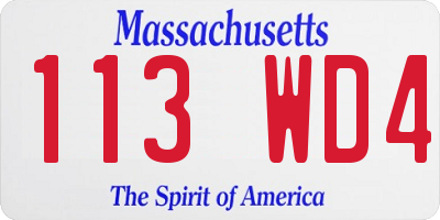 MA license plate 113WD4