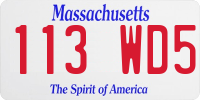 MA license plate 113WD5