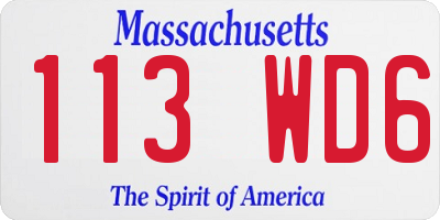MA license plate 113WD6