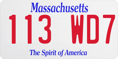 MA license plate 113WD7