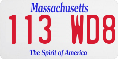MA license plate 113WD8