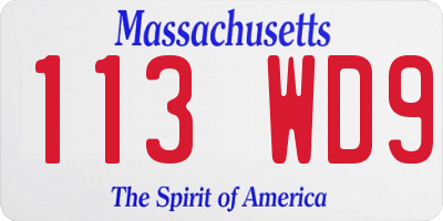 MA license plate 113WD9