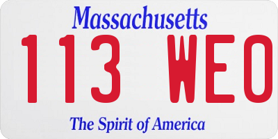 MA license plate 113WE0